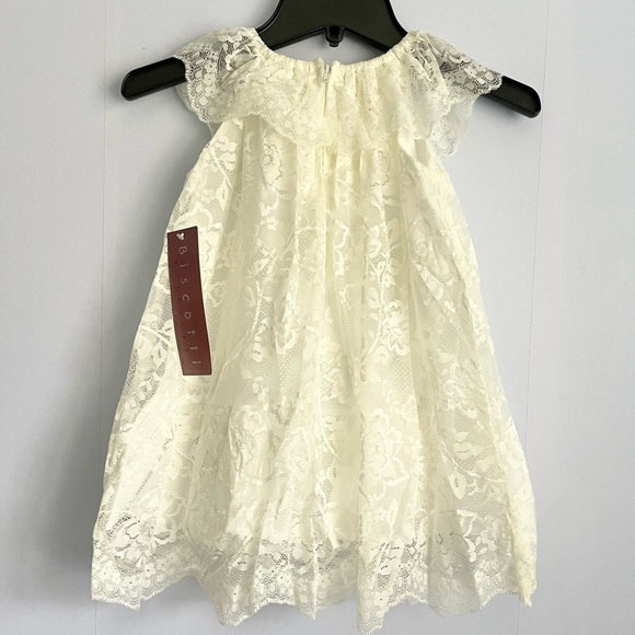 NEW Biscotti Ivory Floral Accent Ruffle Lace Dress - Picture 3 of 6